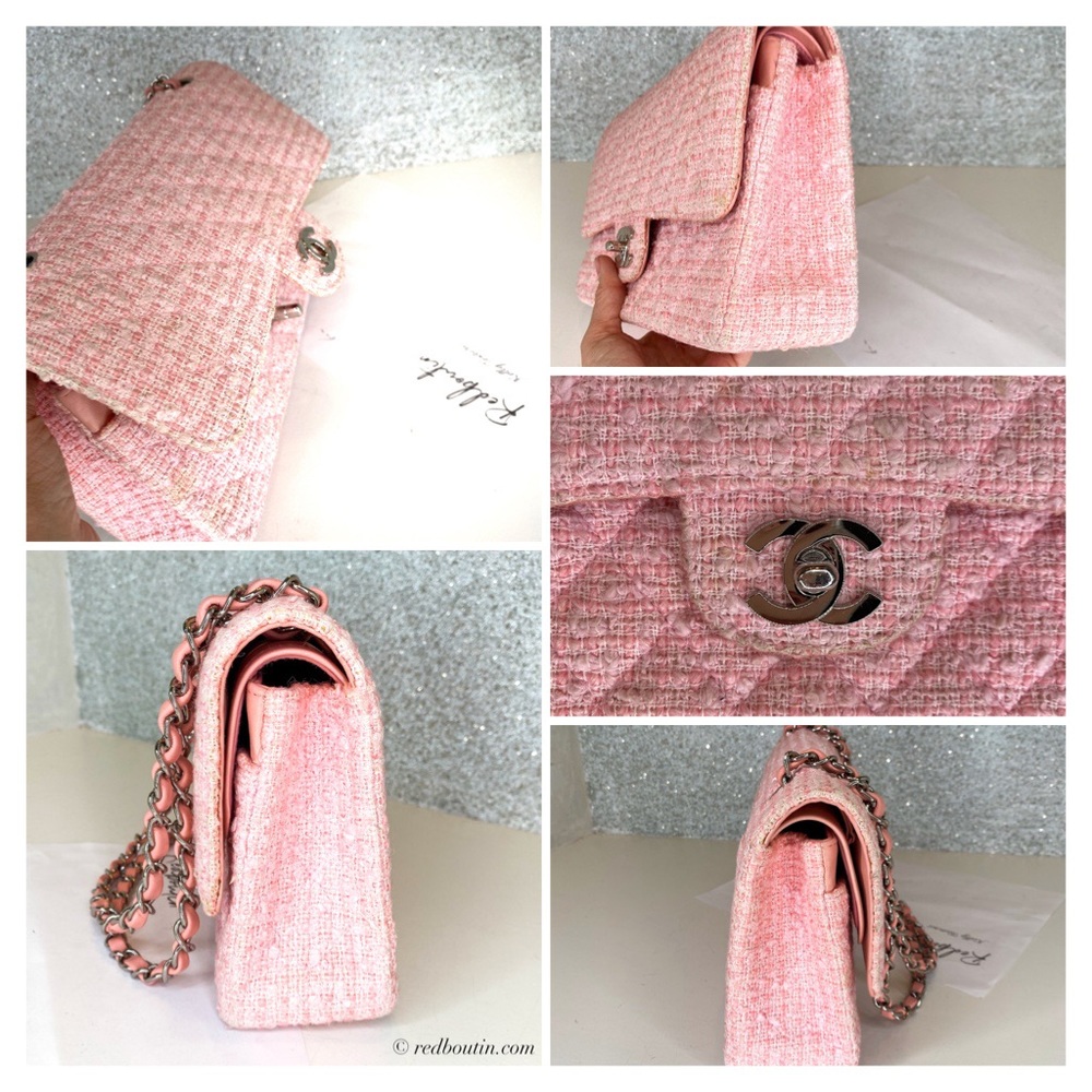 ❤️Sold Chanel Classic Pink Tweed Double Flap Bag s - Picture 2 of 8